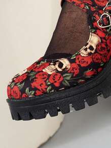 女士厚底坡跟乐福鞋，时尚大码高跟玛丽珍洛丽塔皮鞋，黑色漆皮多色百搭高跟鞋（颜色随机） - 彩色 - 查看 7