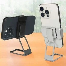 Foldable Metal Phone Stand With 360 Rotation - Multi-Angle Adjustable Kickstand - Back Clip Design - Portable And Compact - Easy To Use - Universal Compatibility Compatible With IPhone, Android Phone, Gift For Birthday, Family, Friends Phone Holder, Phone Accessories