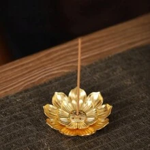 1 件金属莲花香棒架，带可拆卸烟灰收集器 - 优雅的芳香扩散器，黄铜色穿孔香炉，适用于家庭、办公室、酒店、茶馆 - 非常适合家居装饰、房间装饰、桌面装饰 - 用这款精美的配件增强您的家居香味 - 彩色 - 查看 15