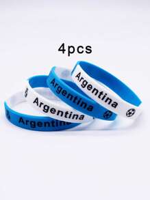 4pcs/Set Silicone Wrist Bands With Various National Flag Colors And Football Decor - National Flag Color Silicone Bracelet - View 15