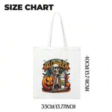 Túi vải Canvas theo chủ đề Lễ Tạ ơn có thể tùy chỉnh 35x40cm, Hoàn hảo cho việc mua sắm của người lớn, tiệc tùng ngày lễ và sử dụng hàng ngày, Túi xách đa năng - trắng - Xem 9