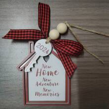 Holzhängedekoration Hausschlüssel für das Jahr 2025, neue Heim Umzugsdekoration, Hausschlüssel Ornament, Tisch- und Wanddekoration, geeignet für Zuhause, Party, Hochzeit, Garten, Baumschmuck, perfektes Einweihungsgeschenk, Urlaubsgeschenk, Gedenkgeschenk