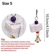 1 件装多色鹦鹉喙磨钙石带铃铛笼玩具，花卉悬挂式咀嚼玩具，适用于玄凤鹦鹉、爱情鸟、长尾小鹦鹉、仓鼠、兔子