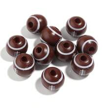 10 件/包木制运动系列珠子，个性化运动风格棒球篮球排球美式足球网球足球手工 DIY 手链项链手机钥匙扣装饰，礼品和工艺品 - 彩色 - 查看 15