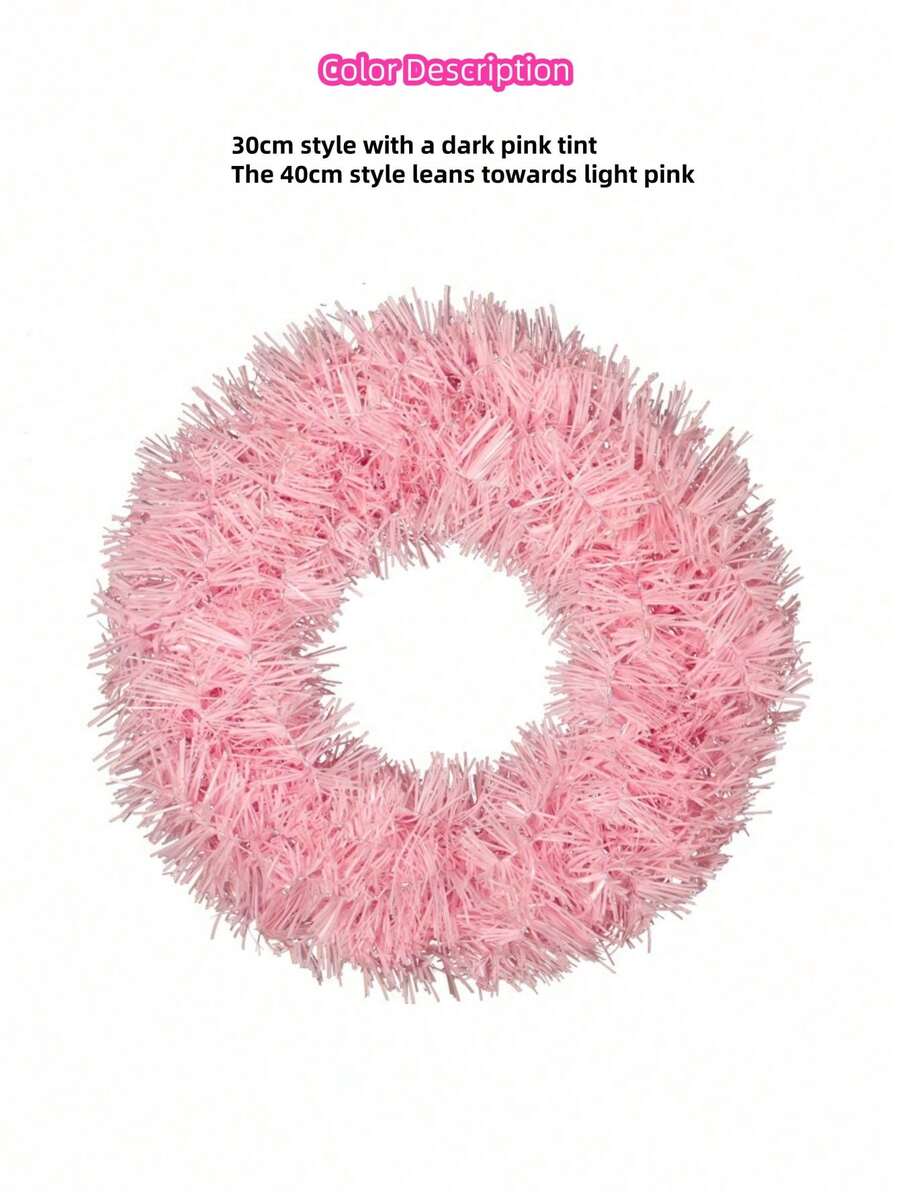 1 Pc, Christmas Shopping MallHotel Decoration Wreath11.81inch Encrypted Green, PinkPVC Wreath Christmas Wreath - Pink - View 1