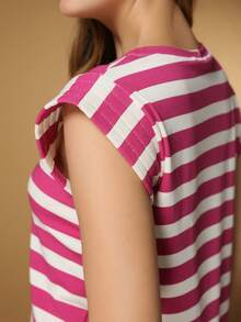 Summer Striped Sleeveless Blouse - Hồng - Xem 4