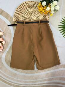 Women's Bermuda Shorts With Zilpel Belt And Bag - 棕色 - 查看 3