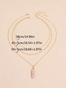 2pcs/Set Multi-Layer Round Pearl Necklace (Random Pearl Quantity, Not Fixed) - Yellow Gold - View 5