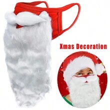 Christmas Decoration Christmas Santa Beard Mask, Funny White Beard Mask, Holiday Decoration Mask