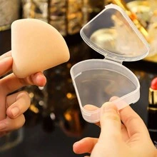 1/3/5 chiếc hộp đựng/hộp đựng mút trang điểm hình tam giác trong suốt, hộp đựng mút trang điểm cầm tay nhỏ gọn - Trong sáng - Xem 6