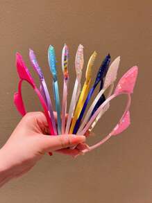 1/2/3/4/5/6pcs Girls Colorful Cat Ear Sequin Hair Hoop - Multicolor - View 7