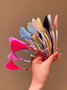 1/2/3/4/5/6pcs Girls Colorful Cat Ear Sequin Hair Hoop - Multicolor - View 6