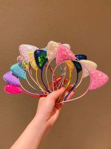 1/2/3/4/5/6pcs Girls Colorful Cat Ear Sequin Hair Hoop - Multicolor - View 2