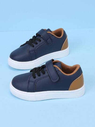 Kids Casual Color Block School Campus Versatile Fashion Hook And Loop Sneakers