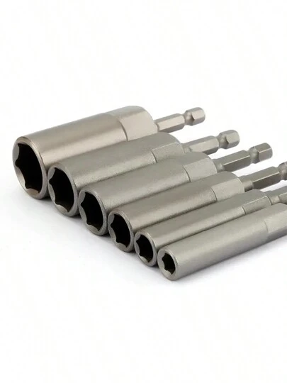 6pcs 80mm Deep Nut Wrench Drill Kit With 6.35mm Hex Plug Adapter - For Power Tools!, Tools For Men