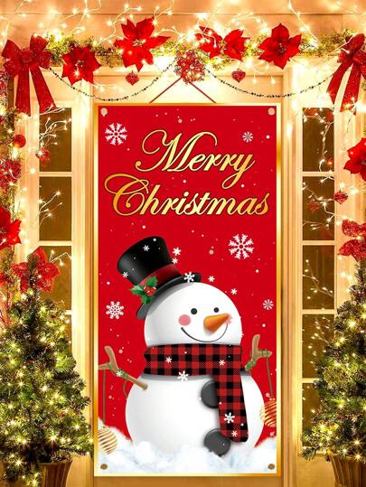 1pc Christmas Angel Sunshine Element Door Flag, Suitable For Indoor & Outdoor Door Wall Decor, Christmas Family Gathering Party Decoration