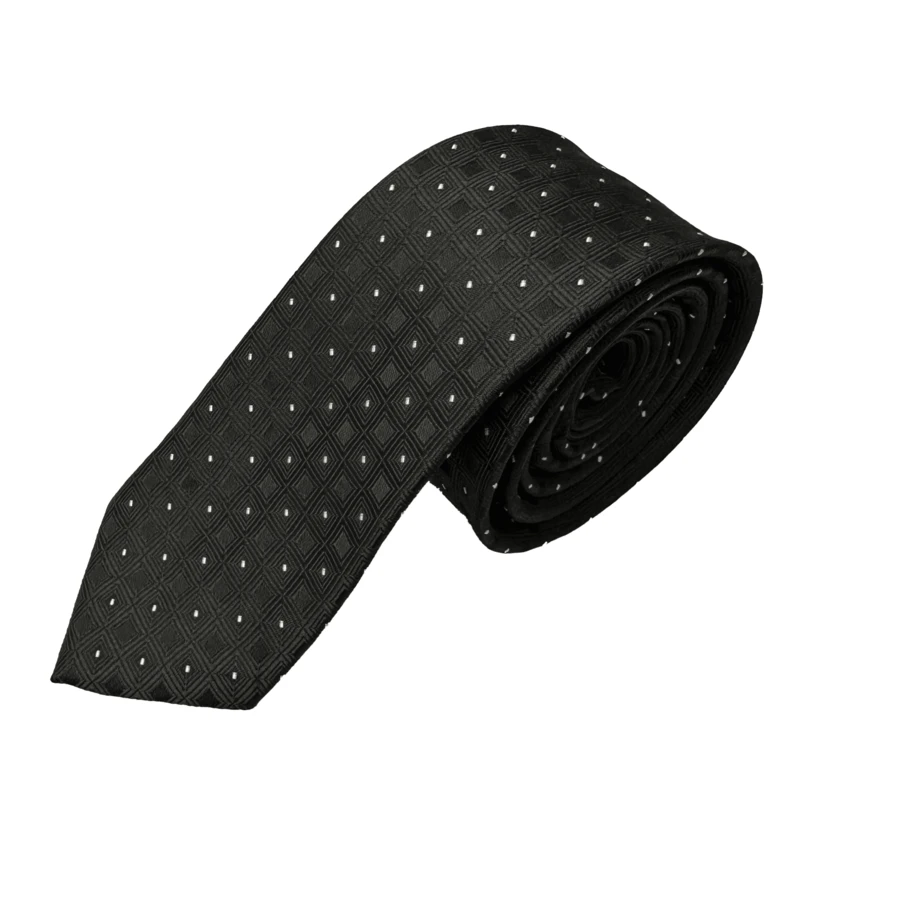Men's Casual Polka Dot Tie - 黑色 - 查看 1