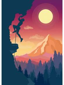 1 件抽象攀岩探险海报和印刷品帆布画山太阳墙壁艺术画适用于客厅家居装饰无框架 - 彩色 - 查看 77