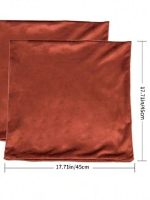 LOSPRING 2 Stücke luxuriöse Samt Kissenbezüge, 45x45 cm, weich und flauschig einfarbige Zierkissenbezüge mit Reißverschluss für Herbst, Winter, Schlafzimmer, Sofa, Couch, Terrasse, Wohnzimmer - 100% Samt, Vliesstoff, zeitgenössischer Stil, perfekt für verschiedene Raumtypen - Orange Rot - Übersicht 2