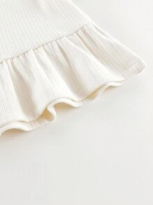 MARC&JANIE 年轻女孩可爱花朵蕾丝领长袖打底保暖 T 恤，秋冬 - 米色 - 查看 9