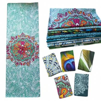 便携式速干瑜伽垫毛巾 - 超强吸水、速干、奢华柔软数码印花超细纤维瑜伽毛巾，适用于热瑜伽、普拉提、户外海滩、健身、健身房和户外训练、各种户外运动