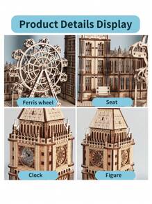 3D Wooden Puzzle Big Ben Model Kits Desktop Clock DIY Building Blocks Creative Gift Home Decor For Family Unique Christmas Gift - Clear - View 5