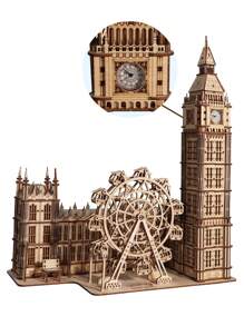 3D Wooden Puzzle Big Ben Model Kits Desktop Clock DIY Building Blocks Creative Gift Home Decor For Family Unique Christmas Gift - Clear - View 4