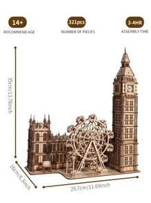 3D Wooden Puzzle Big Ben Model Kits Desktop Clock DIY Building Blocks Creative Gift Home Decor For Family Unique Christmas Gift - Clear - View 3
