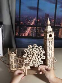 3D Wooden Puzzle Big Ben Model Kits Desktop Clock DIY Building Blocks Creative Gift Home Decor For Family Unique Christmas Gift - Clear - View 6