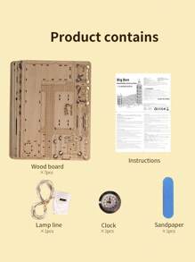 3D Wooden Puzzle Big Ben Model Kits Desktop Clock DIY Building Blocks Creative Gift Home Decor For Family Unique Christmas Gift - Clear - View 7