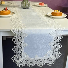 1 件长方形白色桌旗、家居装饰、优雅餐具、早餐/咖啡垫、圣诞节节日桌旗、婚礼派对节日桌面装饰 - 白色 - 查看 13