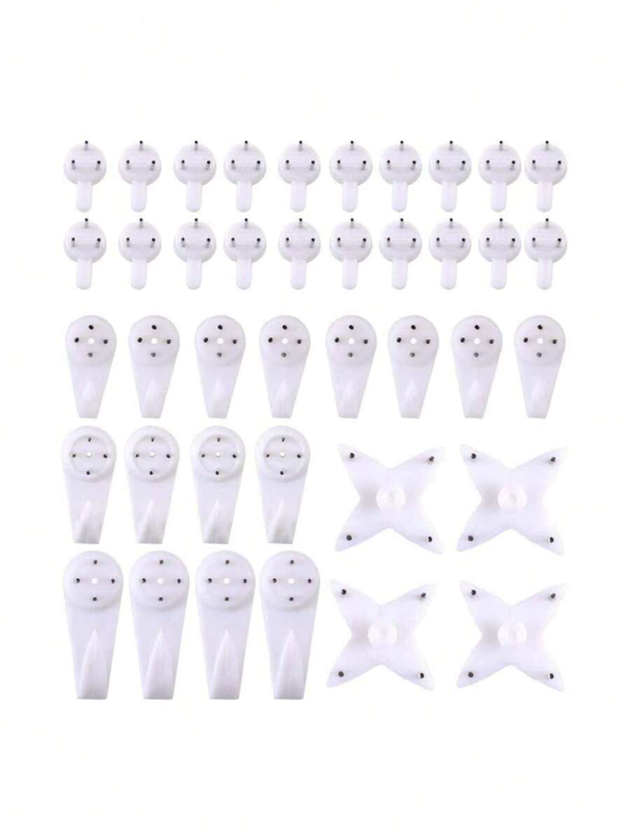 40 piezas/set gancho Invisible sin rastro, gancho sin clavos, Kit de instalación para varios marcos de fotos - Blanco - Ver 1