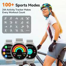 1,39" Écran rond HD, Batterie 210mAh, Montre connectée pour femmes, Convient pour maman, Avec fonctions d'appel (répondre/composer), lecteur vocal/musique IA/suivi de la forme physique. Convient également pour le suivi des activités des femmes. Montre connectée pour hommes, Plusieurs modes sport, Compatible avec Android et iOS - ceinture en acier argenté - Voir 8