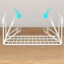 鞋子收纳架鞋柜分层隔断省空间简易铁艺悬挂分层鞋架可折叠鞋子收纳神器-可折叠金属收纳架适用于衣柜卧室宿舍收纳 - 白色 - 查看 7