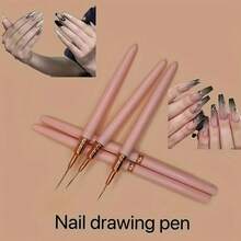 5支美甲线条画笔，日式超细彩色画笔，法式美甲笔带艺术花勾线，四色可选（黑、白、紫、粉），超细分段笔，适用于精准美甲，7/9/11/15/25mm - 紫色 - 查看 5