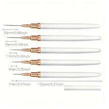 5支美甲线条画笔，日式超细彩色画笔，法式美甲笔带艺术花勾线，四色可选（黑、白、紫、粉），超细分段笔，适用于精准美甲，7/9/11/15/25mm - 紫色 - 查看 3