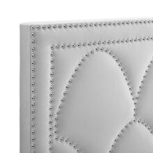 Headboard For Bed Upholstered In Italian Velvet, With  Stud Decoration - Light Grey - View 3