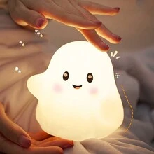 1 đèn ngủ trang trí để bàn hình ma trắng dễ thương Halloween có hiệu ứng âm thanh, đèn vòi, đèn trang trí bàn Halloween, đèn trang trí tiệc, đèn ngủ LED, đèn ma trắng làm quà tặng tiệc, trang trí phòng ngày lễ - Nhiều màu - Xem 2