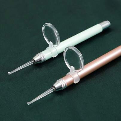 Set de 4 piezas - Cucharilla luminosa para el oído - Herramienta para la extracción de cerumen para adultos - Limpiador de oído doméstico con luz, bolsa, organizador, almacenamiento
