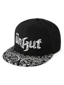 1pc Paisley Pattern Letter Street Casual Bohemian Polyester Printed Patchwork Embroidered Windproof UV Protection Hip Hop Snapback Cap, Versatile Unisex Baseball Hat, All Season - Hip-hop Cap - View 4