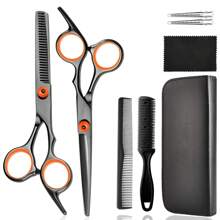 Bộ 8 cây kéo cắt tóc chuyên nghiệp cho salon, gồm kéo tỉa mỏng, kéo cắt tỉa và kéo tạo kiểu tóc, unisex, màu đen/cam - Nhiều màu - Xem 10