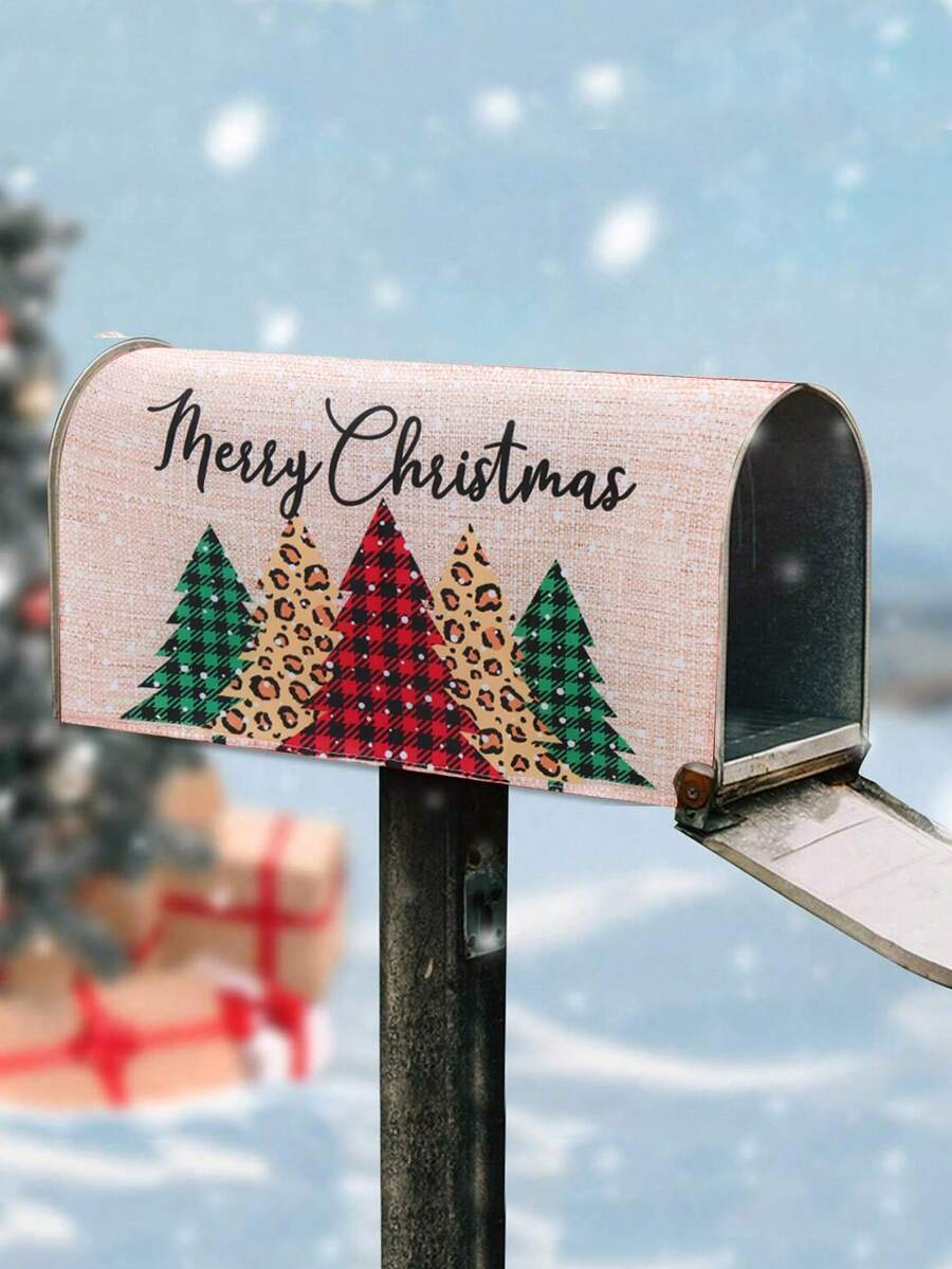 1 cái Vỏ hộp thư bằng vải lanh họa tiết cây thông Noel, Trang trí Giáng sinh vui vẻ cho gia đình, Vật dụng trang trí ngoài trời cho Giáng sinh, Quà tặng Giáng sinh Chúc mừng năm mới 2025, Halloween, Trang trí Halloween - cây thông giáng sinh - Xem 1