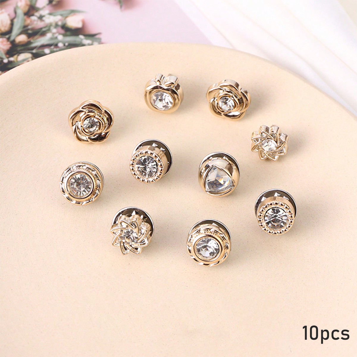 10pcs Women's Anti-Expose Brooch For Clothes Decoration With Hidden Button On Shirt Collar Casual Dress Accessories Pin For Clothes Bag Charm Backpack For School Office Accessories Shirts Jacket Jewelry Christmas Halloween Clothes Pin Funny Cute Teacher Gifts
