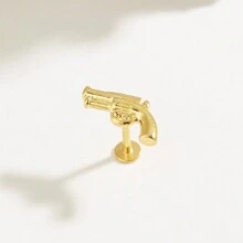 1pc Unique Titanium Steel Pistol Shape Earrings, Suitable For Women Daily Wear