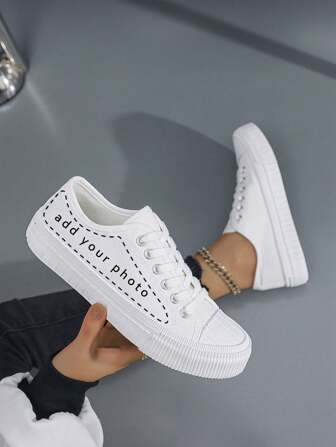 Custom DIY Unisex Canvas Sneakers, Low-Top Casual Simple Vulcanized Rubber Sole Trainers, Suitable For All Seasons
