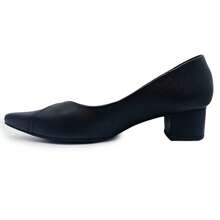 Usaflex Leather Pointed Toe Block Heel Pump Shoe - màu đen - Xem 4