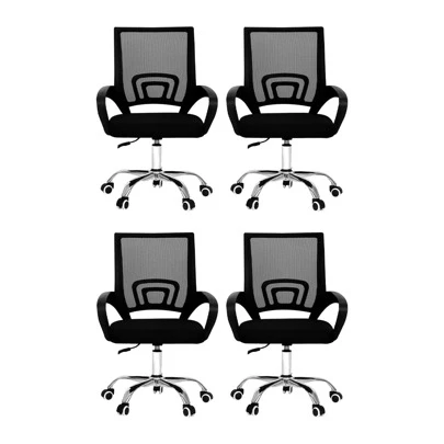 Silla Oficina Escritorio Ejecutiva Ergonómica Premium Respaldo de Malla Ayuda Lumbar Ruedas Giratorias 360 Grados Altura Ajustable (Set de 4)