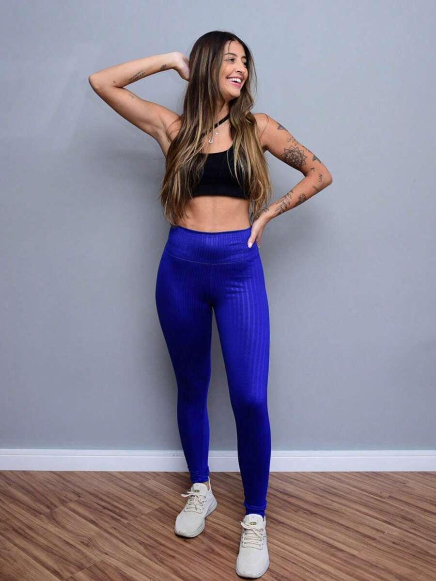Women's 3D Leggings Fitness Gym Various Colors - Xanh đậm - Xem 1