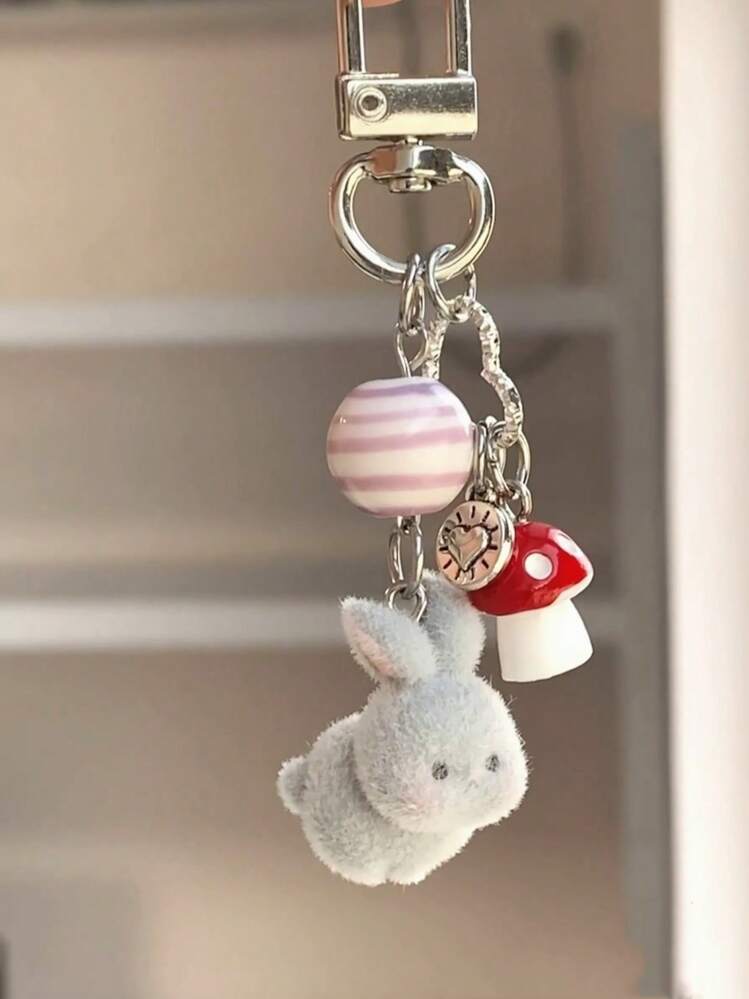 うさぎ　キーチャーム 1個 ユニセックス カートゥーン ウサギ フロック キーチェーン ハート