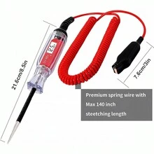 Electric Circuit Tester 5-48V Digital LCD Voltage Tester With 140 Inch Extended Spring Wire Car Truck Vehicles Low Voltage Tester With Probe For Trailer Boat Motorcycle - Red - View 6